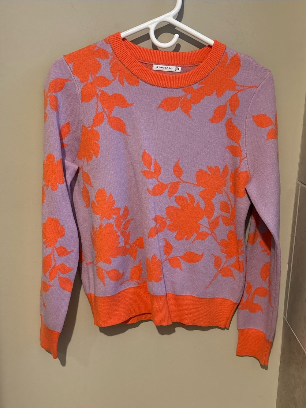 Staccato Lilac and Orange Floral Crewneck Sweater